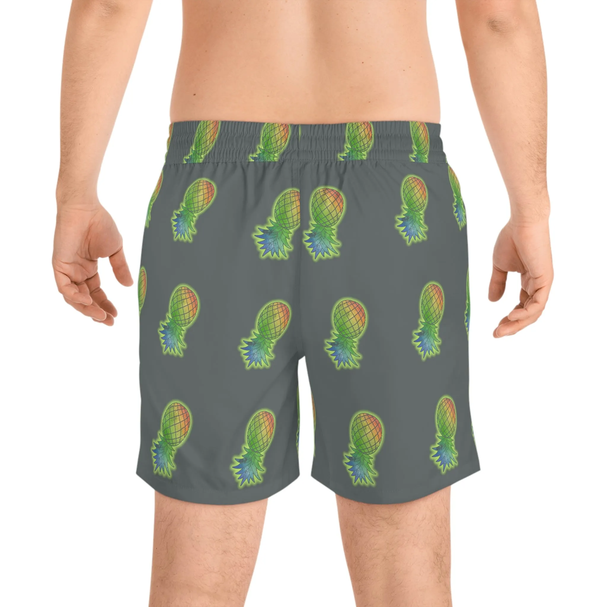 Upside Down Pineapple Men's Mid-Length Swim Shorts (AOP)