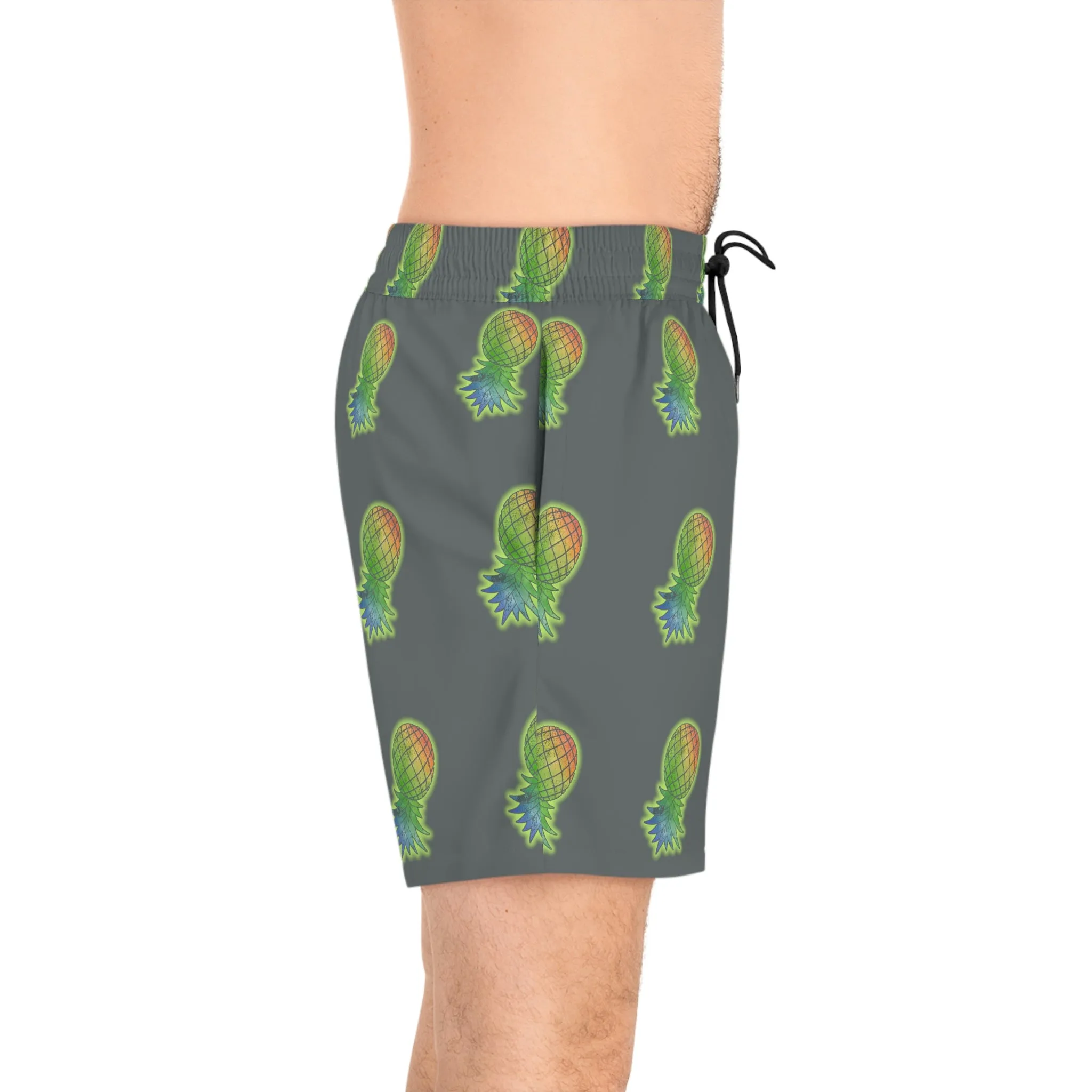 Upside Down Pineapple Men's Mid-Length Swim Shorts (AOP)