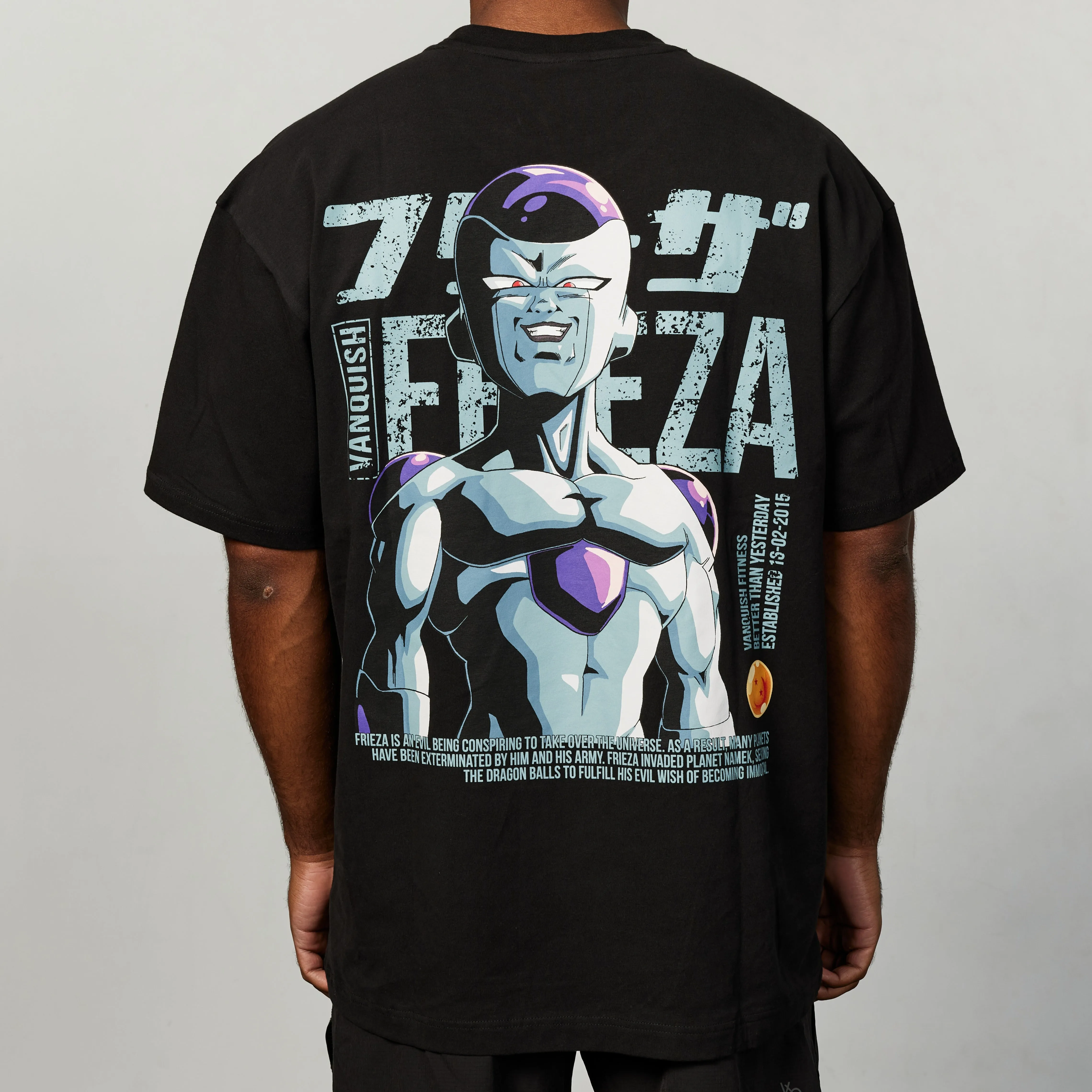 Vanquish DBZ Frieza Black Distressed Print Oversized T Shirt