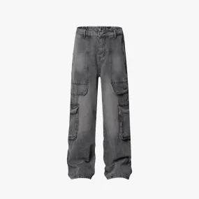 Vintage Washed Grey Cargo Denim