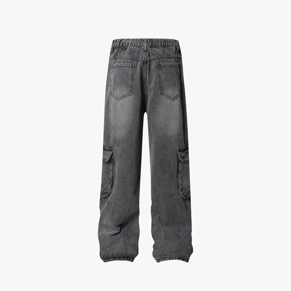 Vintage Washed Grey Cargo Denim