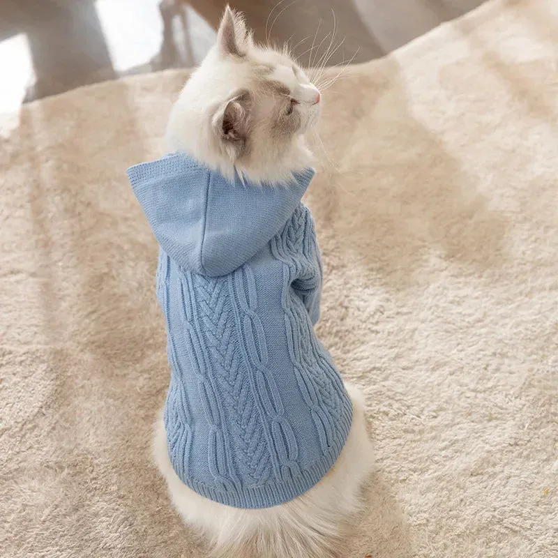 Warm Cat Clothes - Winter Pet Clothing for Cats, Fashionable Outfits and Coats, Soft Sweater Hoodie for Spring, Pet Supplies