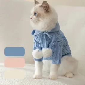 Warm Cat Clothes - Winter Pet Clothing for Cats, Fashionable Outfits and Coats, Soft Sweater Hoodie for Spring, Pet Supplies