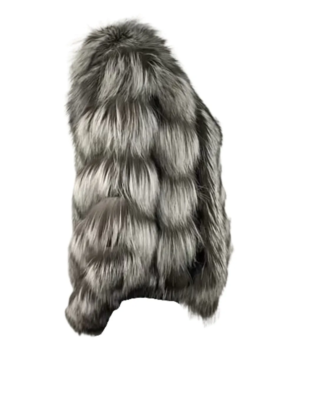 Luxurious Womens Silver Fox Fur Cape Poncho - Elegant, Cozy, and Stylish