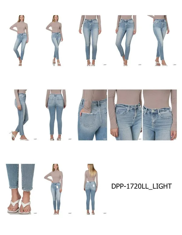 Zenana High Rise Skinny Ankle Length Denim Pants Jeans Light Rinse