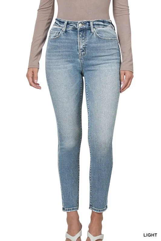 Zenana High Rise Skinny Ankle Length Denim Pants Jeans Light Rinse