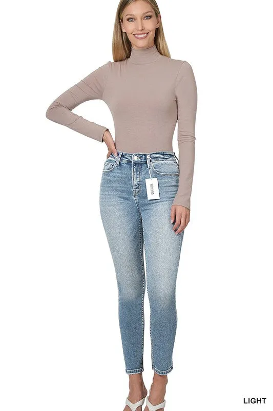 Zenana High Rise Skinny Ankle Length Denim Pants Jeans Light Rinse