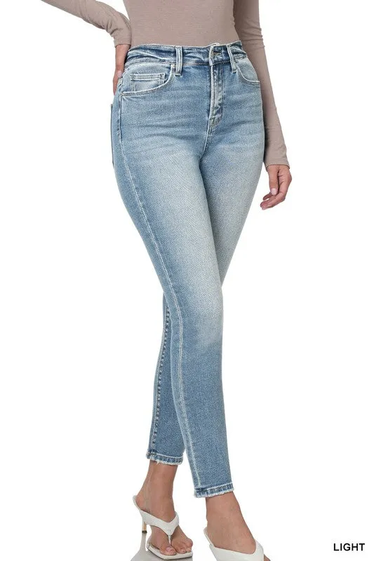 Zenana High Rise Skinny Ankle Length Denim Pants Jeans Light Rinse