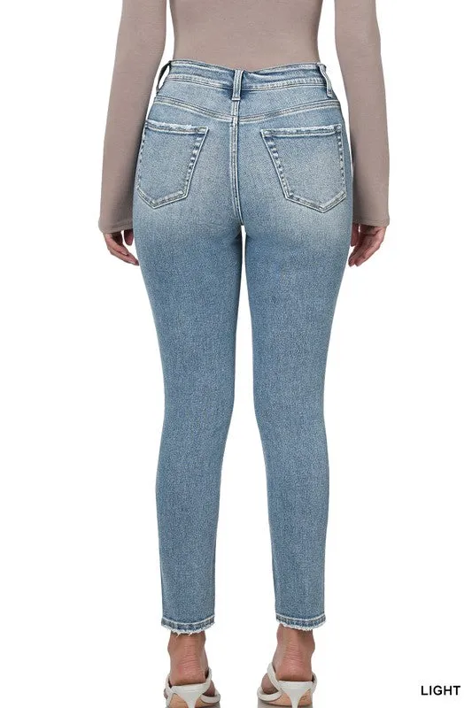 Zenana High Rise Skinny Ankle Length Denim Pants Jeans Light Rinse