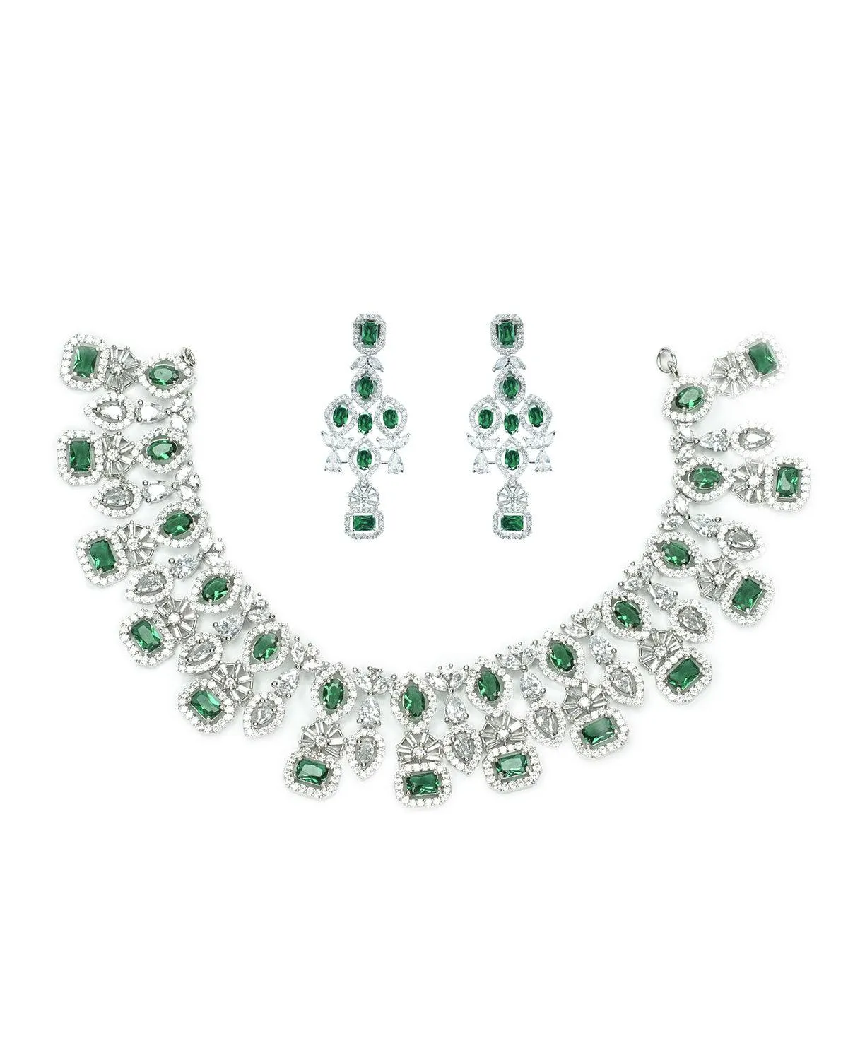 Zevarly Anamika Emerald AD Necklace Set