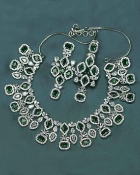 Zevarly Anamika Emerald AD Necklace Set